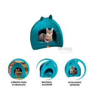 Cama para Perro de Iglu Talla M Verde Agua Y+Papel de Regalo