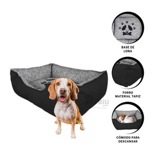 Cama Canina Comoda Talla M en Color Negro Y+Papel de Regalo