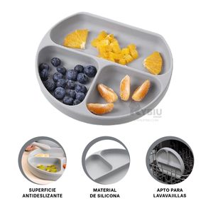 Plato con Seguridad Antiderrames Infantil Plomo Y+Stickers