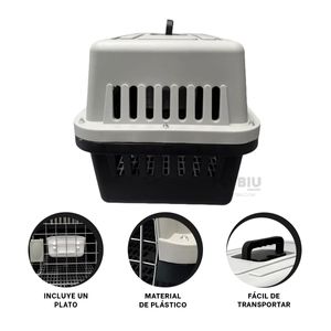 Transportadora para Perro L70 Color Negro Y+Papel de Regalo