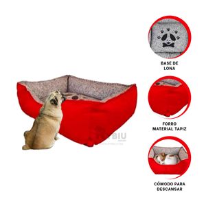 Cama Canina Comoda Talla M en Color Rojo Y+Papel de Regalo