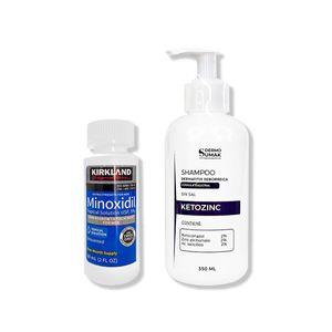 Minoxidil Liquido 60ml + Shampoo Sin Sal Ketozinc Cabello Graso 350ml