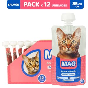 Pack Snack Húmedo para Gatos MAO Sabor Salmón x85g x12 Doypacks