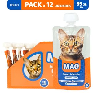 Pack Snack Húmedo para Gatos MAO Sabores Pollo x85g x12 Doypack