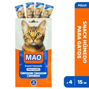 Snack Húmedo para Gatos MAO Sabor Pollo Sobre x60g (4 unid)