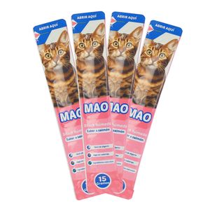 Snack Húmedo para Gatos MAO Sabor Salmón Sobre x60g  (4 unid)