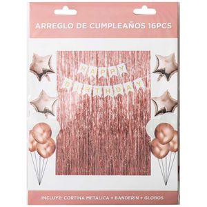 Set Cortina + Globos Rose CLASS&WORK 16piezas