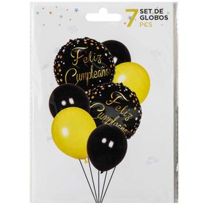 Set Globos Happy Birthday Negro CLASS&WORK 7piezas