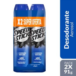 Desodorante para Hombre en Aereosol SPEED STICK Carbon Absorb Spray 91g Frasco 2un