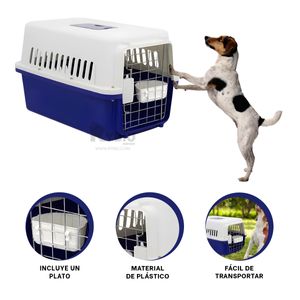 Transportadora para Perro L60 Color Azul Y+Papel de Regalo