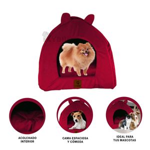 Cama para Mascota en Iglu Talla M Guinda Y+Papel de Regalo