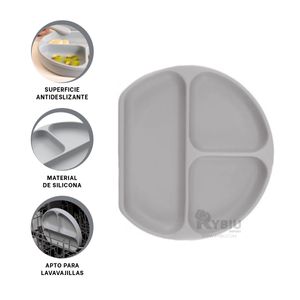 Plato de Bebe Seguro en Color Plomo Y+Agendita
