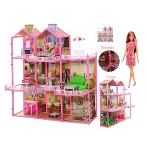 Casa de Muñecas Amoblada 3 Niveles 245 PCS + muñeca