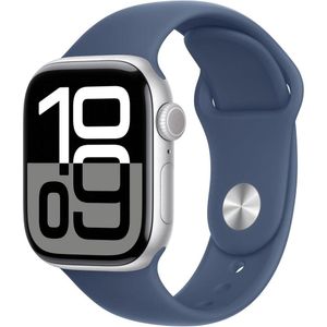 Apple Watch Series 10 [GPS + Cellular 42mm] with Silver Aluminium Case with Denim Sport Band - S/M