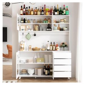 Alacena Moderna TU MESITA Maretto Melamina 18mm color Blanco 4 puertas 4 cajones
