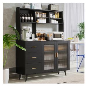 Mueble de Cocina TU MESITA Kendra Melamina 18mm color Negro 2 puertas 3 cajones