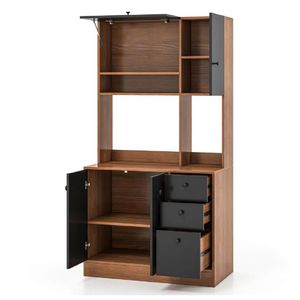 Mueble de Cocina TU MESITA Fernet Melamina 18mm Negro/Marrón 4 puertas 3 cajones