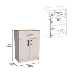 Mueble Auxiliar de Cocina TU MESITA Ribetto II Melamina 18mm color Blanco/Duna