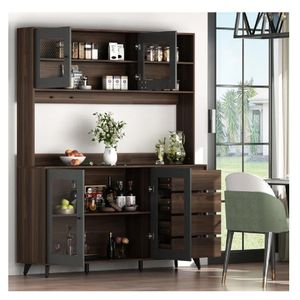 Alacena Moderna TU MESITA Maretto Melamina 18mm color Negro/Marrón 4 puertas 4 cajones
