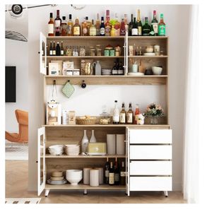 Alacena Moderna TU MESITA Maretto Melamina 18mm color Blanco/Marrón 4 puertas 4 cajones