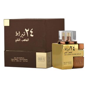 Lattafa Eau De Parfum Oro Puro Unisex, oriental de Oudh y rosas, 100 ml