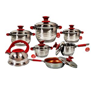 Set de Ollas Suprema 14 Piezas SU-TC020-14PC Acero Inoxidable Rojo