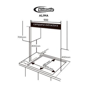 Cocina Empotrable Klimatic Alina 5 Hornillas a Gas Negro