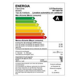 Lavadora LG 19 Kg Carga Superior WT19BVTB Negra