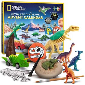 Calendario de Adviento de dinosaurios con 24 actividades y figuras