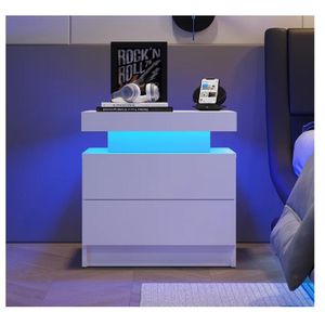 Velador Mesa de Noche Yadira TU MESITA Melamina 18mm Luz LED color Blanco