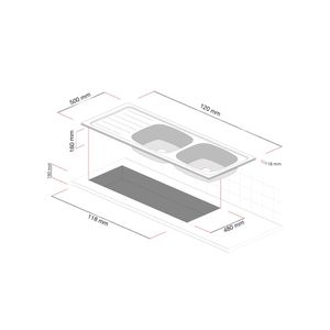 Lavadero Monaco 2 pozas con accesorios 120x50cm Splendid