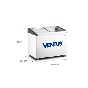 Congeladora Ventus tapa de vidrio inclinado 300 litros