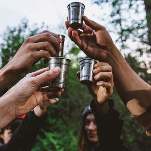 Stanley Juego de 4 vasos de chupito, acero inoxidable, funda de transporte