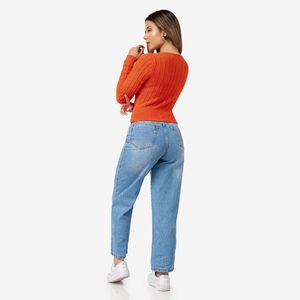 Sweater con Hilos de Brillo Angora Color Naranja