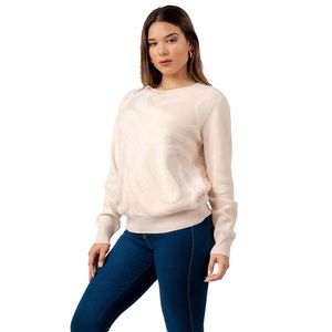 Sueter Polera de Cashemira Color Crema para Mujer