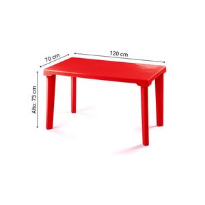 Mesa Rectangular Gran Inka Polipropileno Rojo 70x120cm Polinplast