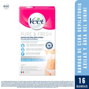 Banda Depilatoria Axilas y Bikini VEET Pure Piel Sensible Caja 16un