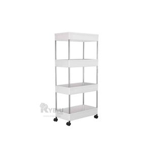Estante de Cocina de 4 Niveles con Ruedas de Color Blanco