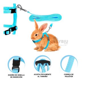 Arnes de Paseo para Conejo en Tono Celeste Y+Papel de Regalo