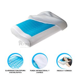 Almohada Comoda de Gel Color Celeste Y+Stickers