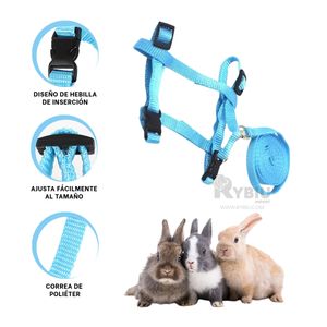Arnes Practico para Conejos Delgado en Celeste Y+Agendita
