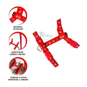 Arnes de Paseo para Conejo en Color Rojo Y+Papel de Regalo