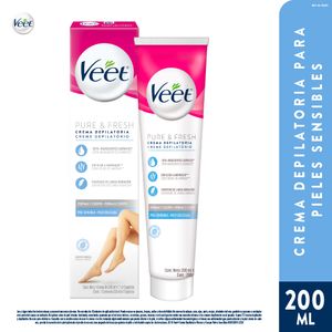 Crema Depilatoria Corporal Veet Pure Piel Sensible Pote 200 ml