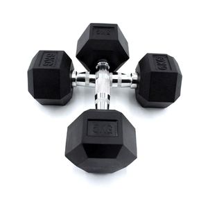 Set De Pesas Mancuernas Hexagonal Metal Cromado X2 5Kg