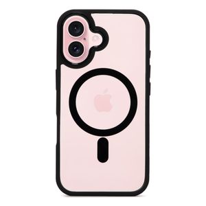 Case para iPhone 16, con MagSafe para carga inalámbrica, rígido, transparente con negro