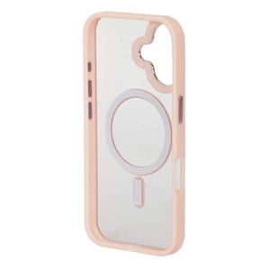 Case para iPhone 16, con MagSafe para carga inalámbrica, rígido, transparente con rosado