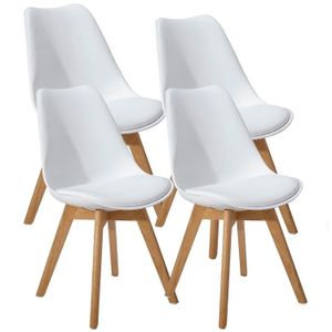 Set x 4 Silla Comedor Tulip de Tela Con Cojín Blanco