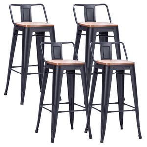 Set x 4 Sillas De Bar Tolix Asiento De Madera Negro
