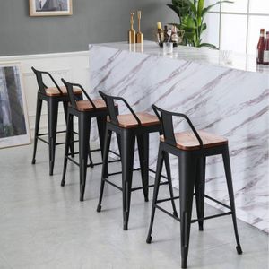 Set x 4 Sillas De Bar Tolix Asiento De Madera Negro