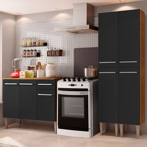 Mueble de Cocina Integral Emilly Front 169 cm Marrón/Negro 02